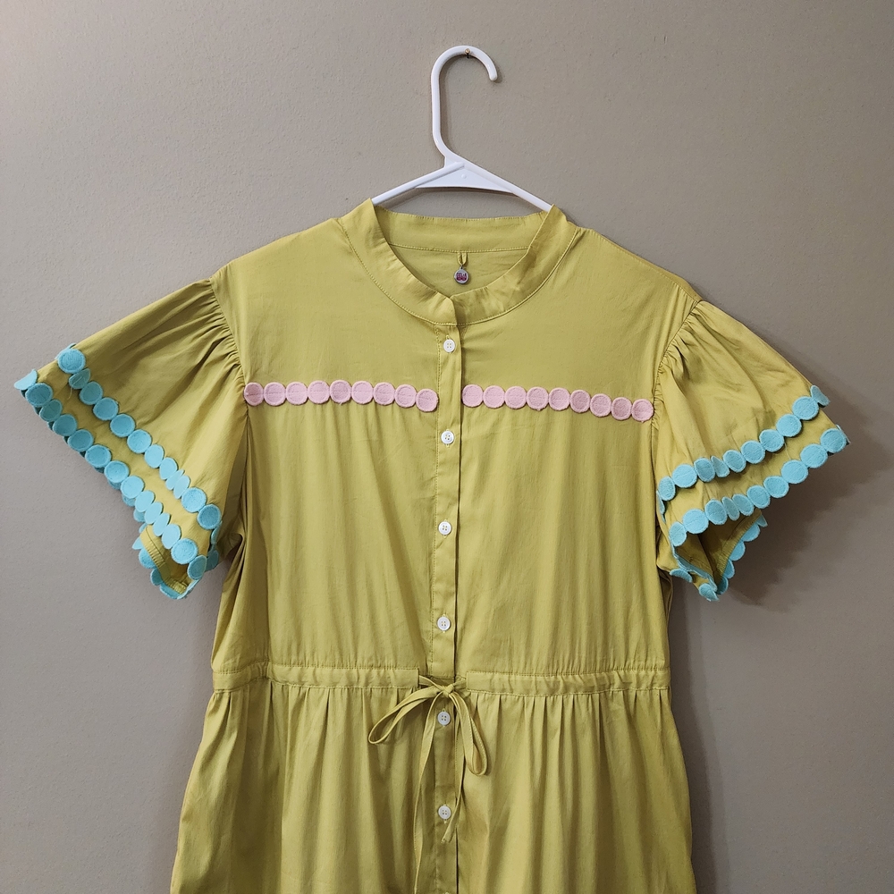 CeliaB Olive-Green Tiered Maxi Dress with Multicolor Trim - Picture 3 of 8